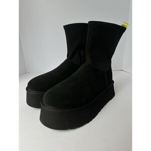 New!‎ UGG CLASSIC DIPPER PLATFORM BLACK SHEARLING LINED BOOTS US 9 WOMEN $170